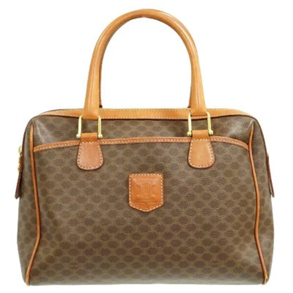 Celine Macadam Handbag Boston Bag Brown